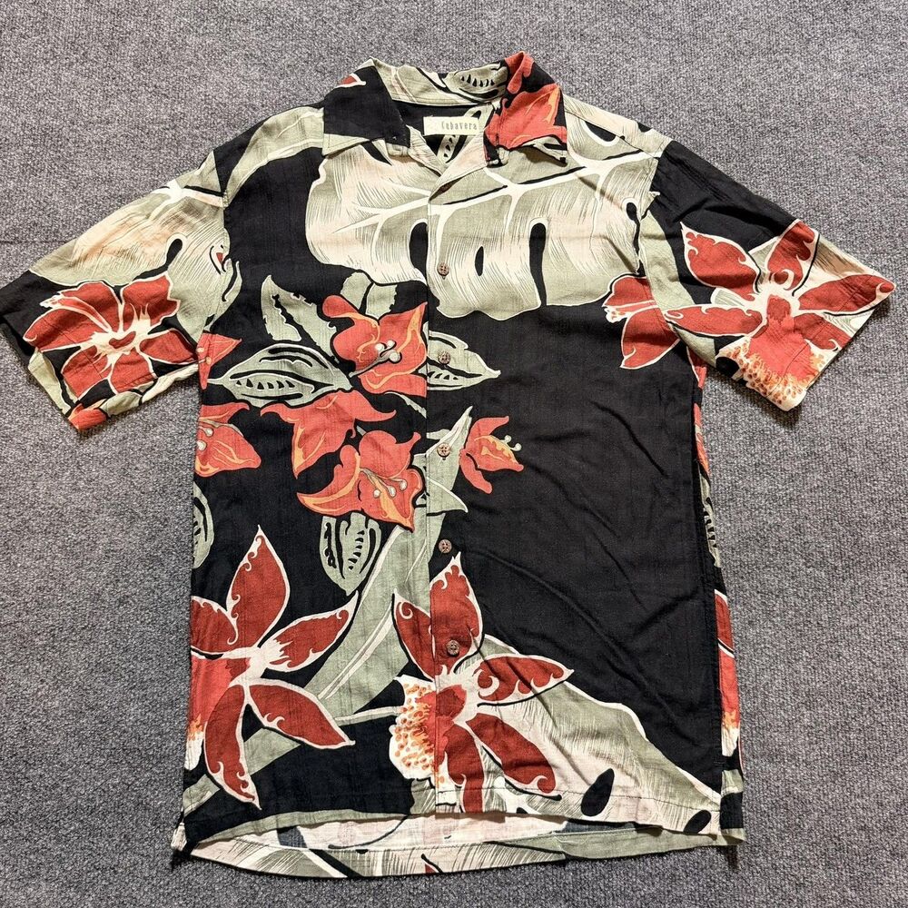 Cubavera Shirt Mens Small Floral Hawaiian Rayon Short Sleeve Button Up